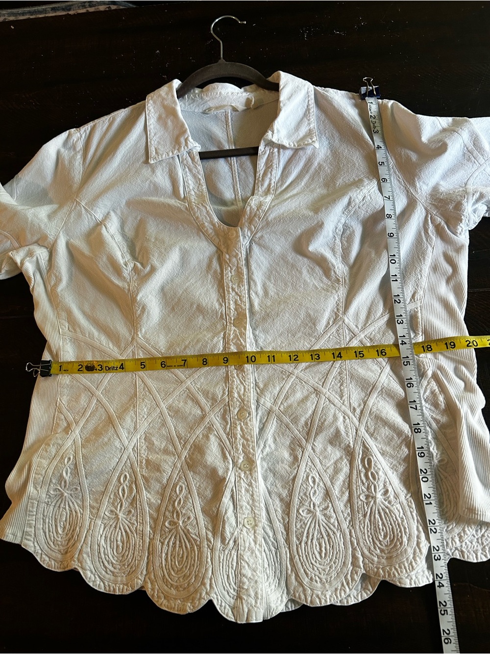 Soft Surroundings White Embroidered V-Neck Button Front Top - Picture 7 of 9